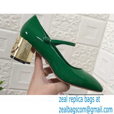 Dolce  &  Gabbana Heel 6.5cm Patent Leather Mary Janes Green with DG Karol Heel 2021